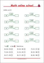 Addition up to 20 - Math Worksheets 1st Grade