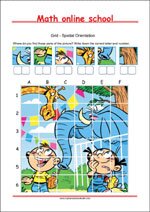 Spatial Orientation, Grid - 1st Grade Math Worksheets