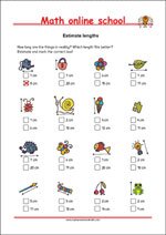Math worksheets 1st Grade - Time units, Compare Lenghts, Compare Weights