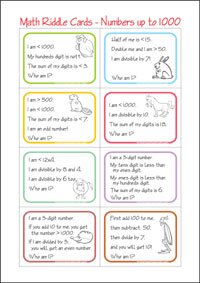 Math Riddle Cards - Mystery number game