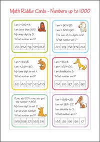 Math Riddle Cards - Mystery number game