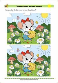 Spot the differences for Kids Free Printable Find the Differences Worksheet for Children (PDF)